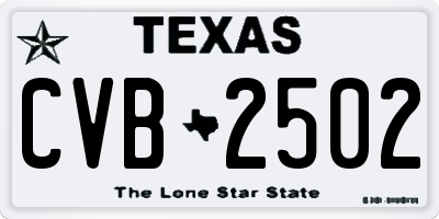 TX license plate CVB2502