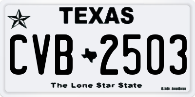 TX license plate CVB2503