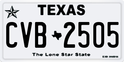 TX license plate CVB2505