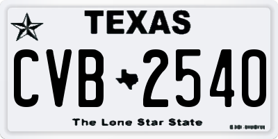 TX license plate CVB2540