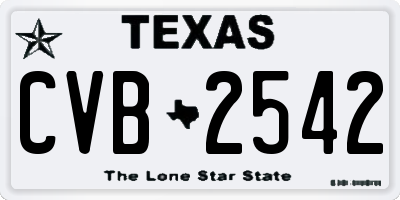 TX license plate CVB2542