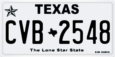 TX license plate CVB2548