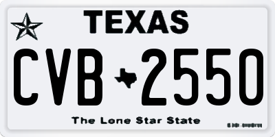 TX license plate CVB2550