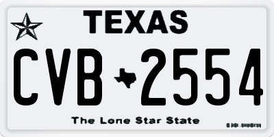 TX license plate CVB2554