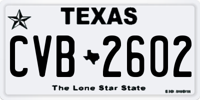 TX license plate CVB2602