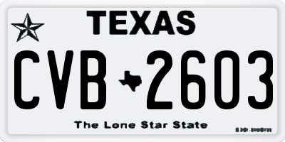 TX license plate CVB2603