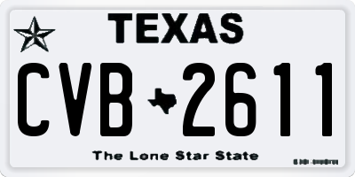TX license plate CVB2611