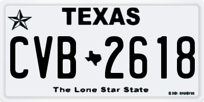 TX license plate CVB2618