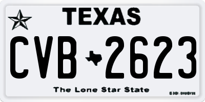 TX license plate CVB2623