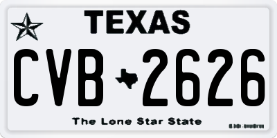 TX license plate CVB2626