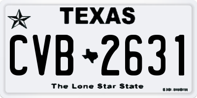 TX license plate CVB2631