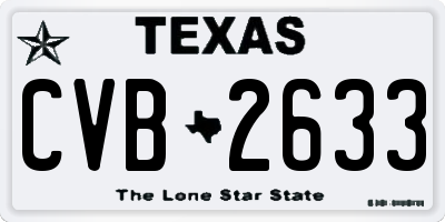 TX license plate CVB2633
