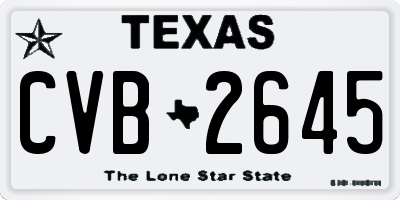 TX license plate CVB2645