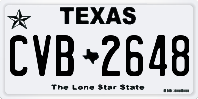 TX license plate CVB2648