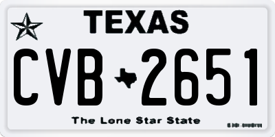 TX license plate CVB2651