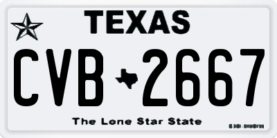 TX license plate CVB2667
