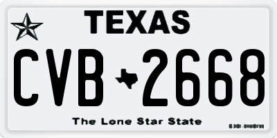 TX license plate CVB2668