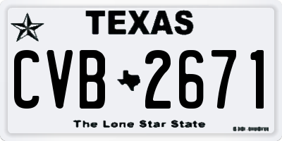 TX license plate CVB2671
