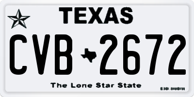 TX license plate CVB2672