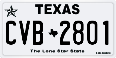 TX license plate CVB2801