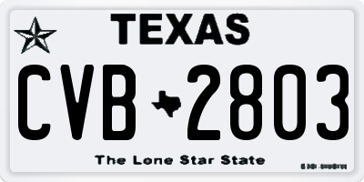 TX license plate CVB2803