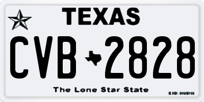 TX license plate CVB2828