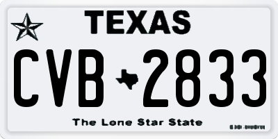 TX license plate CVB2833