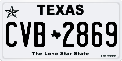 TX license plate CVB2869