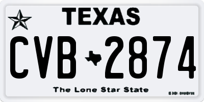 TX license plate CVB2874