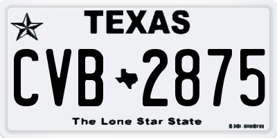 TX license plate CVB2875