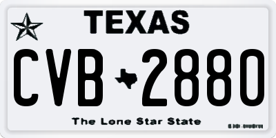 TX license plate CVB2880