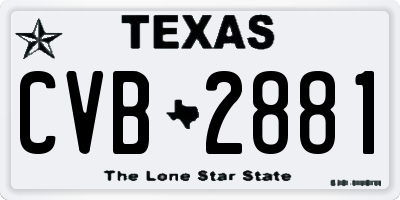 TX license plate CVB2881