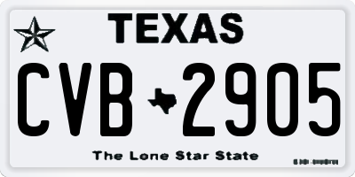 TX license plate CVB2905