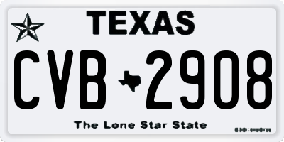 TX license plate CVB2908