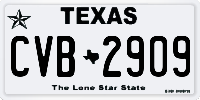 TX license plate CVB2909