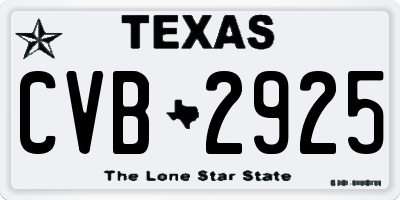 TX license plate CVB2925