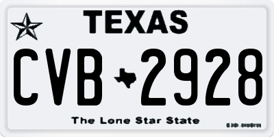 TX license plate CVB2928