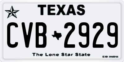 TX license plate CVB2929