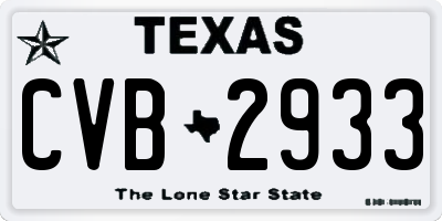 TX license plate CVB2933