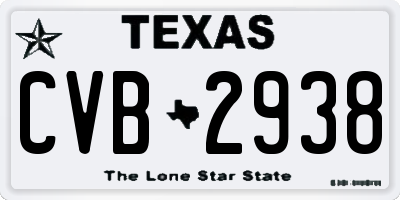 TX license plate CVB2938