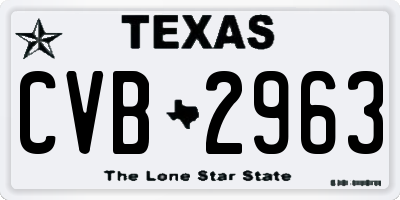 TX license plate CVB2963