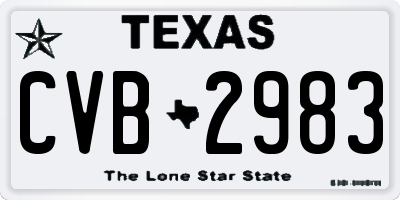 TX license plate CVB2983