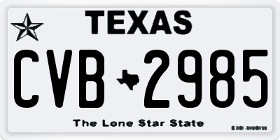 TX license plate CVB2985
