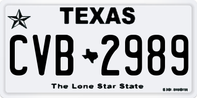 TX license plate CVB2989