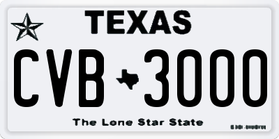 TX license plate CVB3000