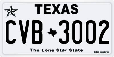TX license plate CVB3002