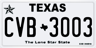 TX license plate CVB3003