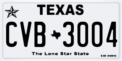 TX license plate CVB3004