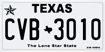 TX license plate CVB3010