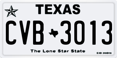 TX license plate CVB3013